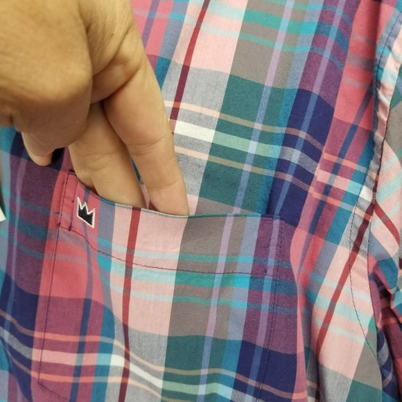 Crown & Ivy Shirt Mens XL Multicolor Plaid Long Sleeve Button Up Classic NWT - Picture 6 of 12